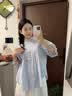 煦依舍孕妇套装夏装衬衫短袖时尚休闲半身裙减龄洋气时髦两件套2026新款 蓝色上衣+白色半裙（套装） L 实拍图