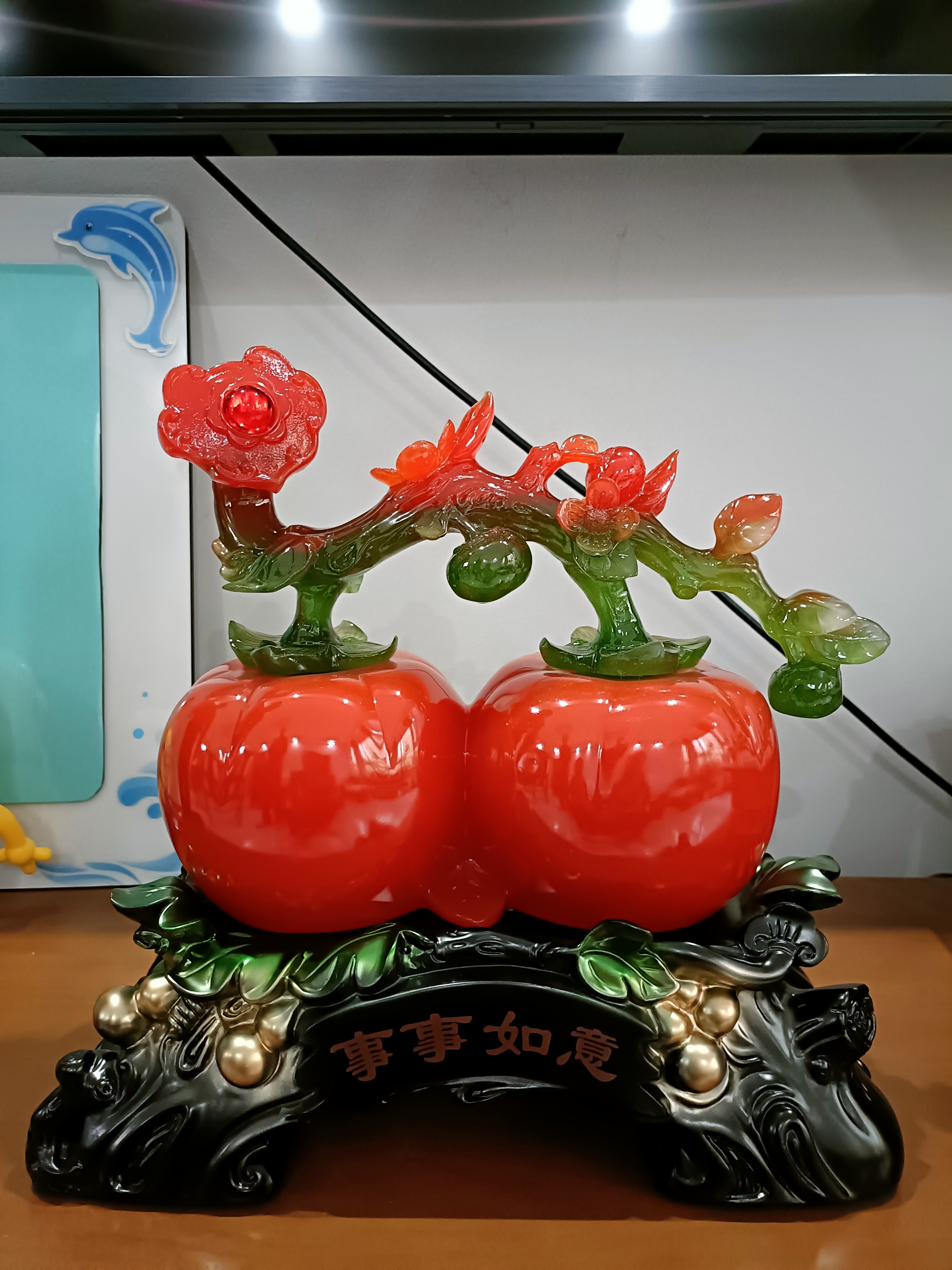 匠驴事事柿柿如意柿子摆件家居客厅酒柜博古架装饰品乔迁之喜搬家礼物 中号事事如意长33宽18高32厘米 实拍图