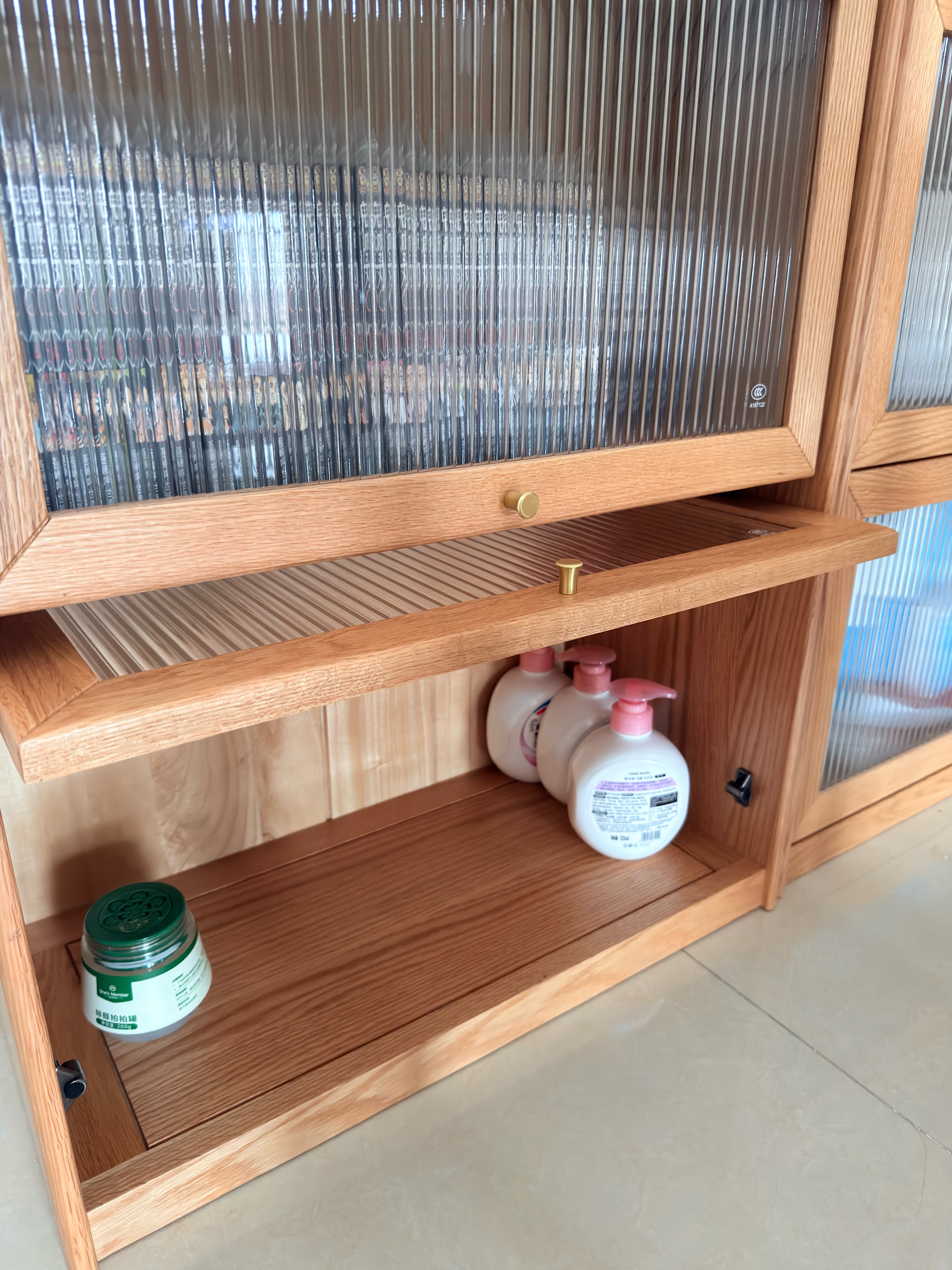 源氏木语实木书柜家用靠墙翻门边柜自由组合储物柜橡木餐边柜1.06米 实拍图
