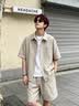 名创优品（MINISO）衬衫男短袖夏季新款冰丝防晒上衣服青少年垂感百搭设计感纽扣衬衣 【三防肌理感】艾草绿 涤纶100% L /175(体重120-140斤) 实拍图