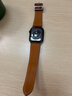 istrap适用苹果手表表带S11/10/9/8/7/6/SE真皮表带ultra3/2原装牛皮apple watch手表带iWatch腕带男女士 浅棕白线丨银色配件 44/45/46MM表盘【适用Wa 实拍图