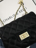 CHARLIE&KELLI品牌 CK轻奢包包女包单肩包女士斜挎包菱格小方包七夕情人节礼物 黑色【礼袋发货 代写贺卡】 实拍图
