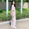 真维斯（Jeanswest）休闲时尚套装女款夏季薄款穿搭2026新款纯棉短袖冰丝阔腿裤两件套 上衣 香芋紫 毛绒小紫花_K+裤子 紫色 毛绒小紫花_K L 实拍图