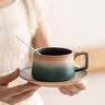 瓷牌茗茶具 欧式咖啡杯节日礼物渐变陶瓷早餐杯牛奶杯办公室水杯子马克杯 古鼎黄知心咖啡杯+碟子勺子+礼盒 实拍图