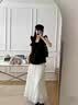 拉夏贝尔流光纱冰丝半身裙女夏季2026新款高腰垂坠感a字大摆伞裙 杏色 M 实拍图