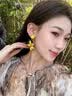 QMXD四件套度假风耳环女手工编织花朵独特夸张大款海边耳钉氛围感耳饰 黄色花朵耳环一对 实拍图