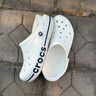 卡骆驰（CROCS）贝雅卡骆班洞洞鞋轻便耐磨一脚蹬休闲鞋女鞋时尚沙滩鞋|205089 白/深蓝-126 44 (280mm) 实拍图