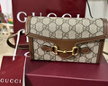 GUCCI古驰Gucci Horsebit 1955系列迷你手袋 米色和乌木色 均码 实拍图