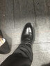 蜻蜓牌男士皮鞋新款商务正装休闲鞋英伦新郎结婚格子男内增高鞋结婚鞋 黑色 43 实拍图