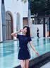 梵迪拉（F.DYRAA）游泳衣女士泡温泉分体裙式遮肚显瘦保守泳装四件套16011藏青色XL 实拍图