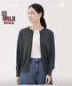 MUJI 女式羊毛可水洗高针距圆领开衫 毛衣针织衫女装上衣外套冬季 深灰色 S （155/80A） 实拍图