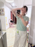 拉夏贝尔Polo领针织短袖t恤女夏季2026新款打底衫修身刺绣短上衣 蓝色 M 实拍图