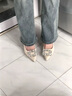 贞喜气质绸缎色职业细跟尖头浅口中跟单鞋女尖头水钻时尚百搭结婚高跟鞋 绸缎方钻高跟鞋【米白色7厘米】 36 实拍图