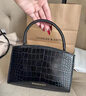CHARLES&KEITH鳄鱼纹凯莉包手提斜挎婚包包女包生日母亲节礼物CK2-50270880-1 Black黑色 S 实拍图