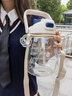 蒙福 水杯女 2L大容量吸管水杯男女学生夏天便携带刻度超大水杯成人大肚子水杯网红双饮杯健身运动水杯壶 【双饮口】小号白色1200m-卡通贴+立体贴l 实拍图