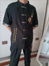 酷潮足迹夏季短袖套装男士中国风薄款盘扣古装刺绣民族风中式古风两件套 黑色 XL 建议125-145斤 晒单实拍图