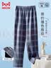 猫人男士睡裤男纯棉新款时尚格纹休闲宽松家居服深灰格2XL 实拍图