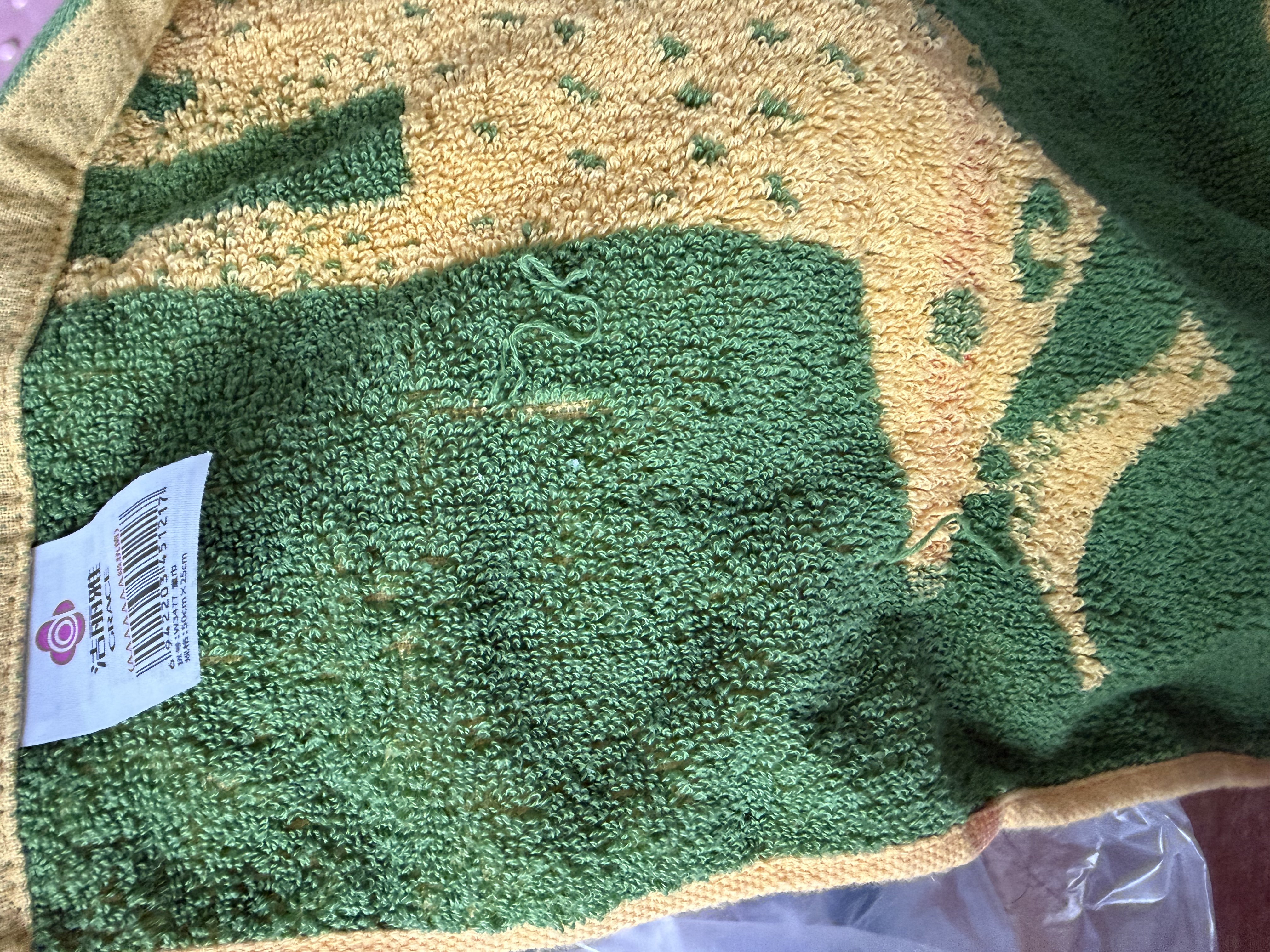 洁丽雅（Grace）纯棉童巾男女新疆棉卡通动物毛巾5A抑菌全棉擦脸面巾运动 黄+绿 实拍图