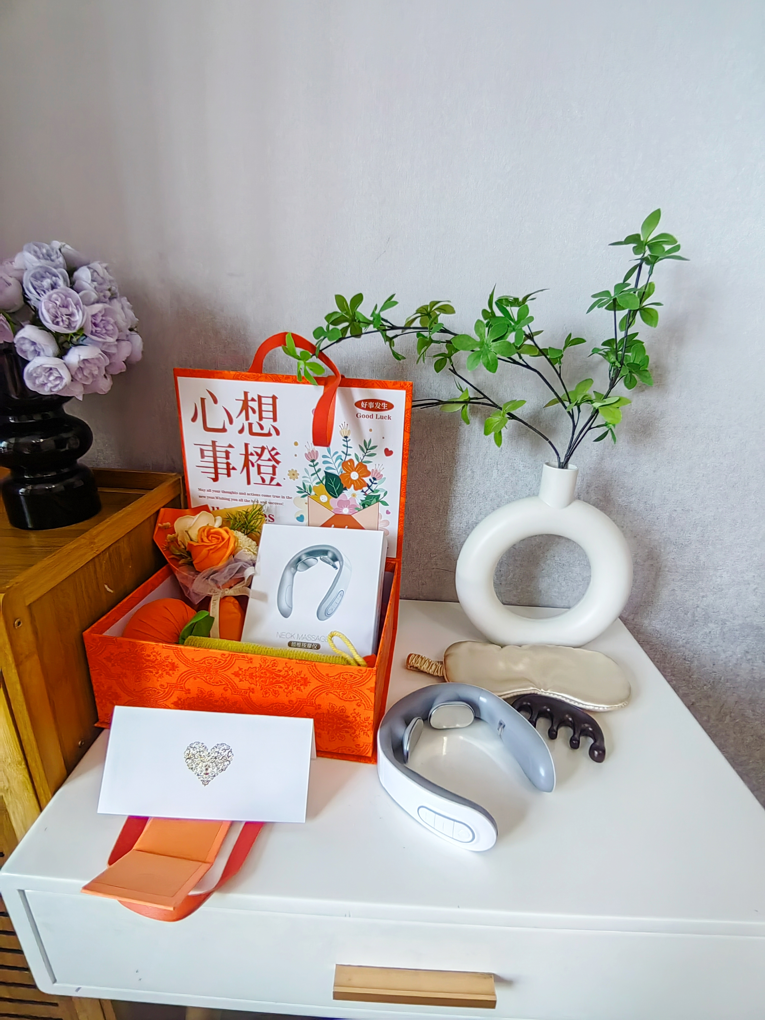 甜蜜点肩颈按摩仪生日礼物实用永生花玫瑰花母亲退休毕业礼物教师节老师 实拍图