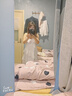 香影莱赛尔天丝吊带连衣裙女2026春季新款垂坠感荷叶边v领蛋糕裙 白色 连衣裙 S 155/80A/85-95斤 实拍图