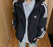 adidas经典三条纹运动连帽夹克外套男女春季阿迪达斯三叶草 黑色   L 实拍图