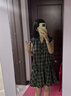 ELLE复古格纹无袖花苞连衣裙女2026夏季新款高级感拼接a字短裙子 灰格 M 晒单实拍图