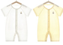 贝瑞加（Babyprints）婴儿衣服2件装新生儿连体衣短袖宝宝哈衣纯棉薄款爬服 白黄80 实拍图