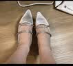 CHARLES&KEITH亮钻一字带尖头包头复古高跟凉鞋婚鞋子女鞋生日礼物CK1-61720199 Light Grey浅灰色 38 实拍图