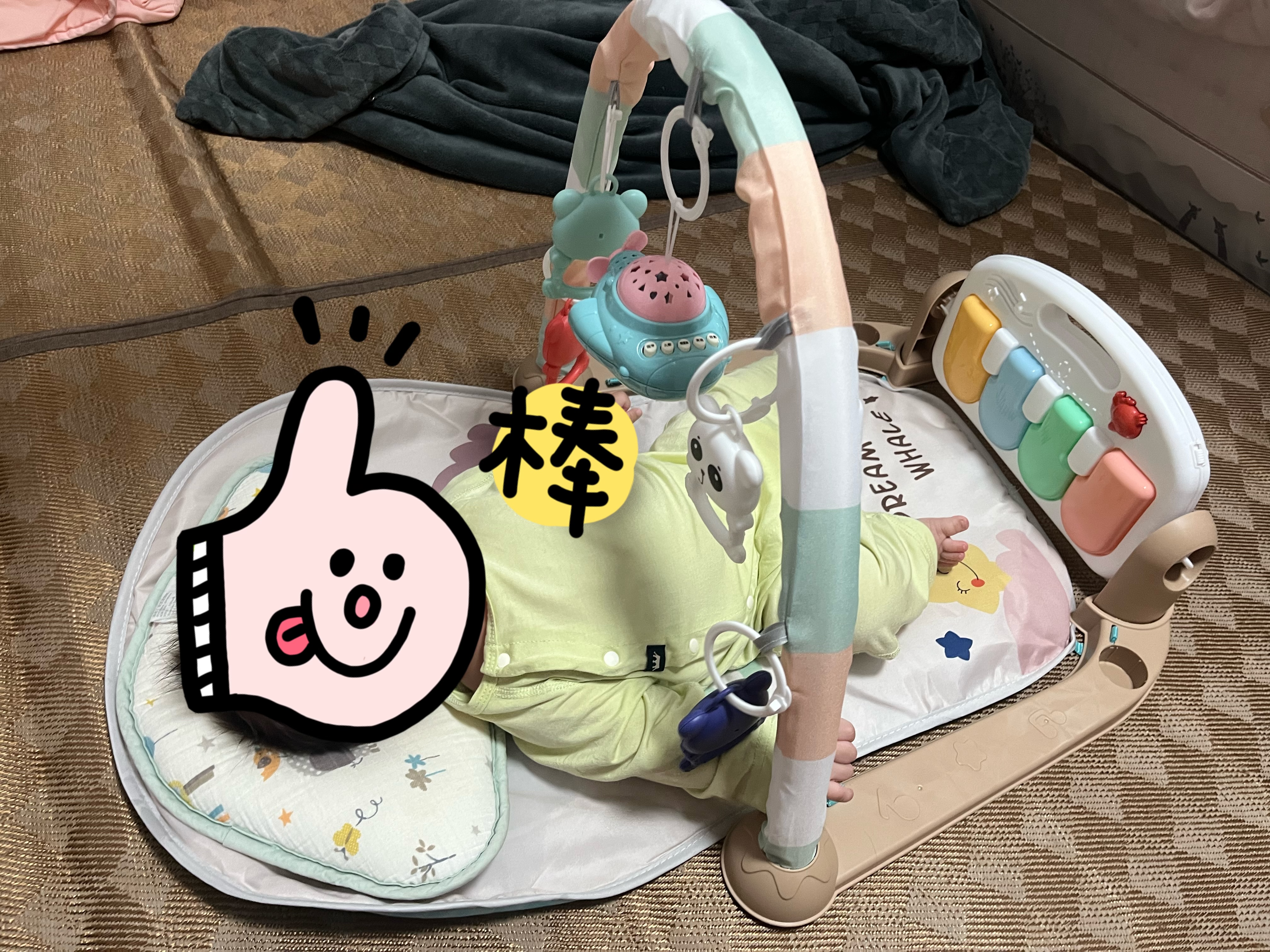 乐叮咚婴儿玩具健身架脚踏钢琴0-1岁新生儿宝宝躺着脚蹬0-6个月满月礼物 【600内容投影飞机】鲸梦启航健身架 实拍图
