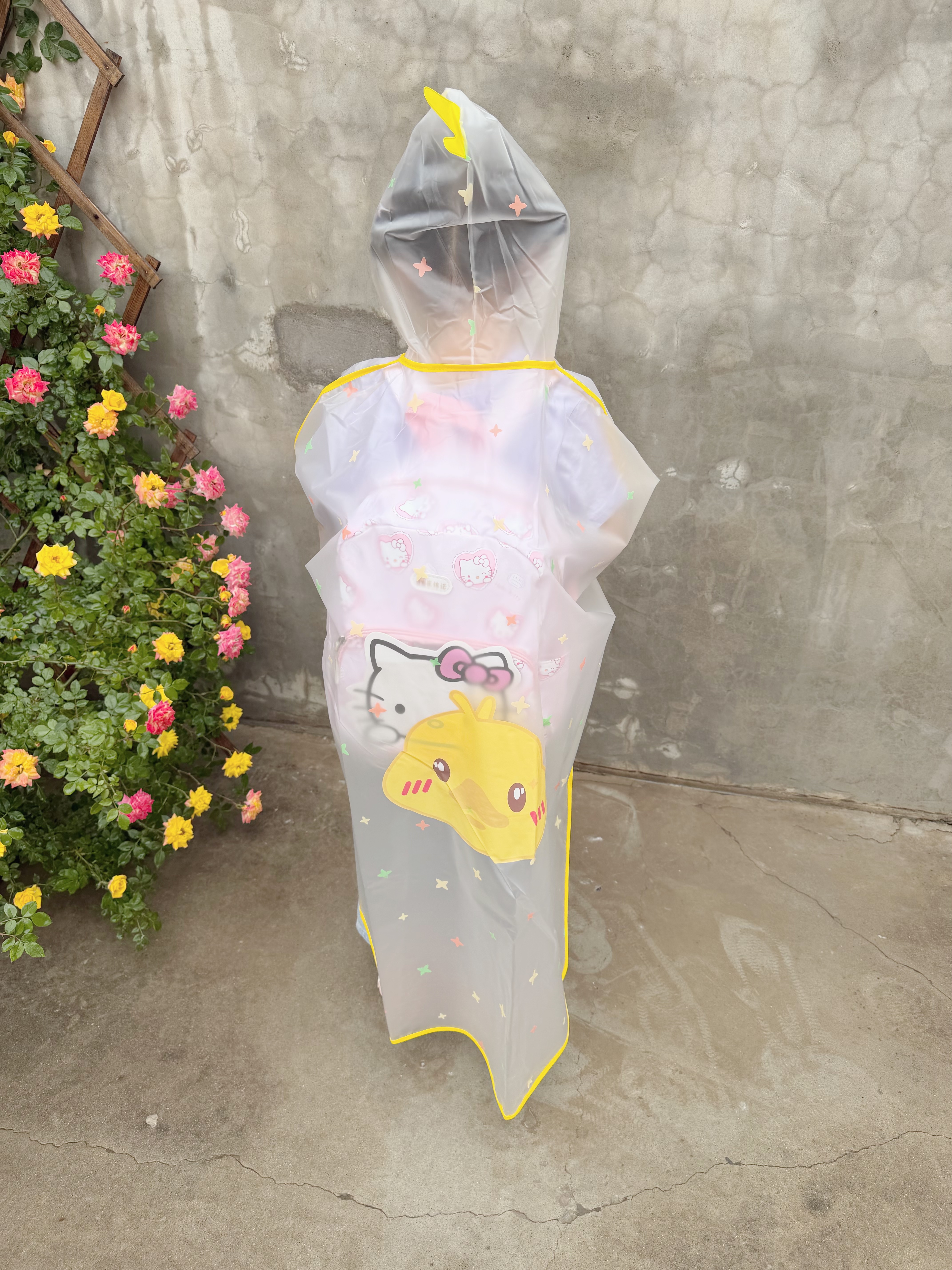 牧萌儿童雨衣男女童幼儿园宝宝防水雨披带书包位小童雨具 小黄鸭 L 实拍图