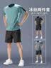 艾伦伯顿运动套装男速干衣夏季跑步短袖健身衣服冰丝t恤短裤羽毛球训练服 蓝绿【冰丝 速干 运动】 3XL 【160-175斤】 实拍图