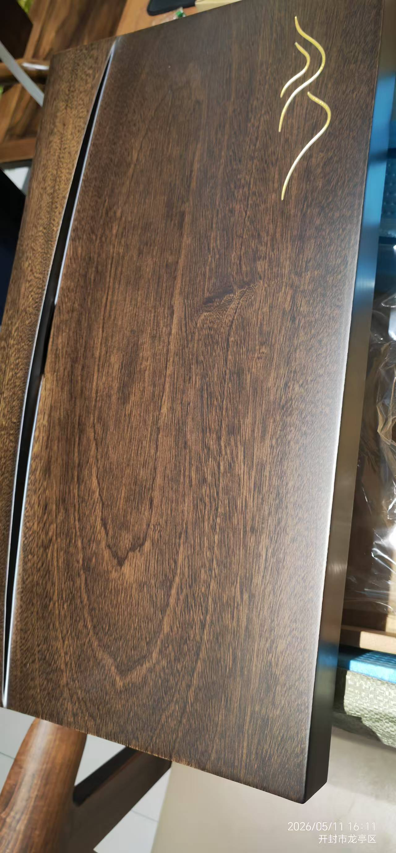 森煜 整块乌檀木实木茶盘功夫茶具 家用茶台排水式简约原木茶托盘 观山55*30*4.5 实拍图