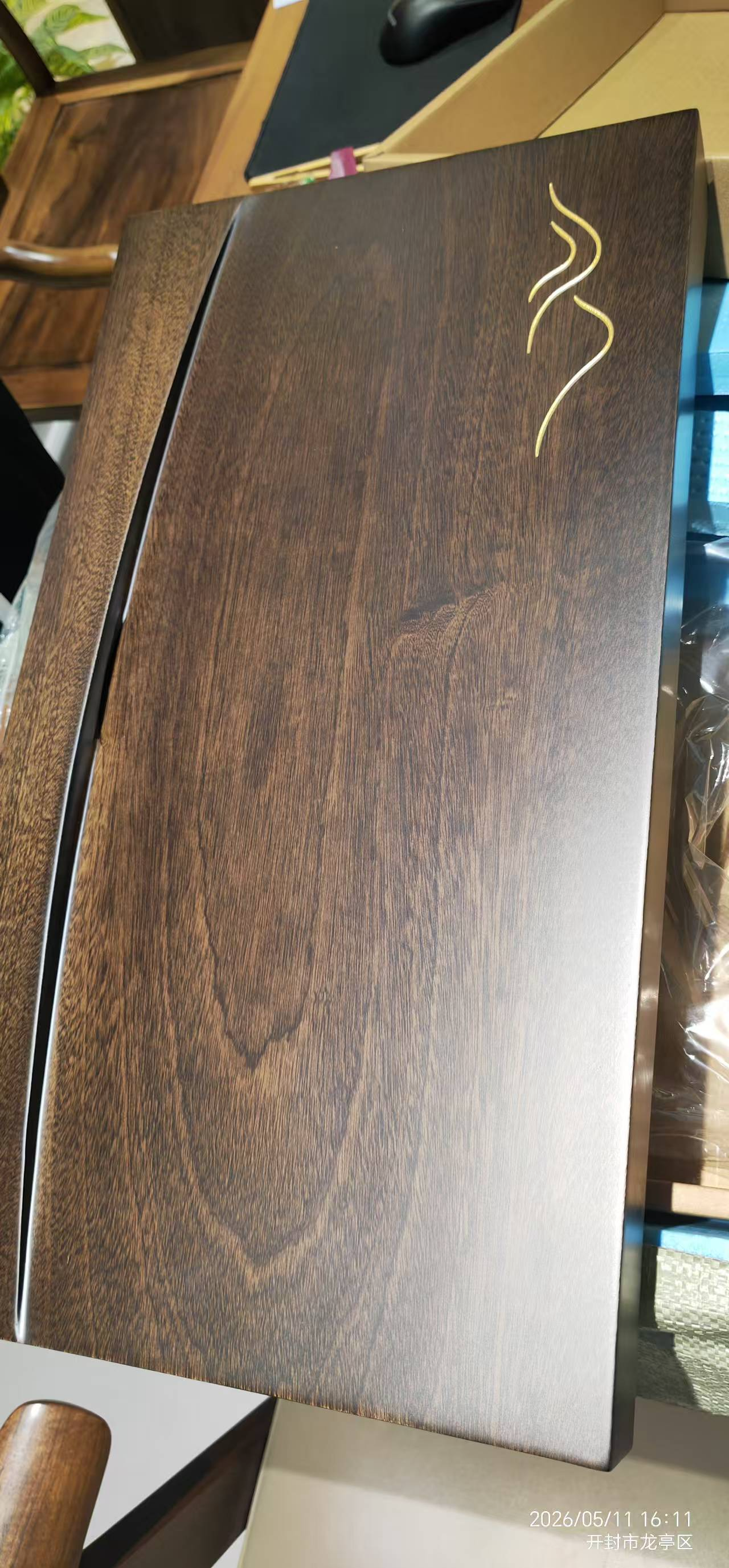 森煜 整块乌檀木实木茶盘功夫茶具 家用茶台排水式简约原木茶托盘 观山55*30*4.5 实拍图