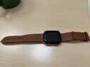 istrap适用苹果手表表带S11/10/9/8/7/6/SE真皮表带ultra3/2原装牛皮apple watch手表带iWatch腕带男女士 浅棕白线丨银色配件 44/45/46MM表盘【适用Wa 实拍图
