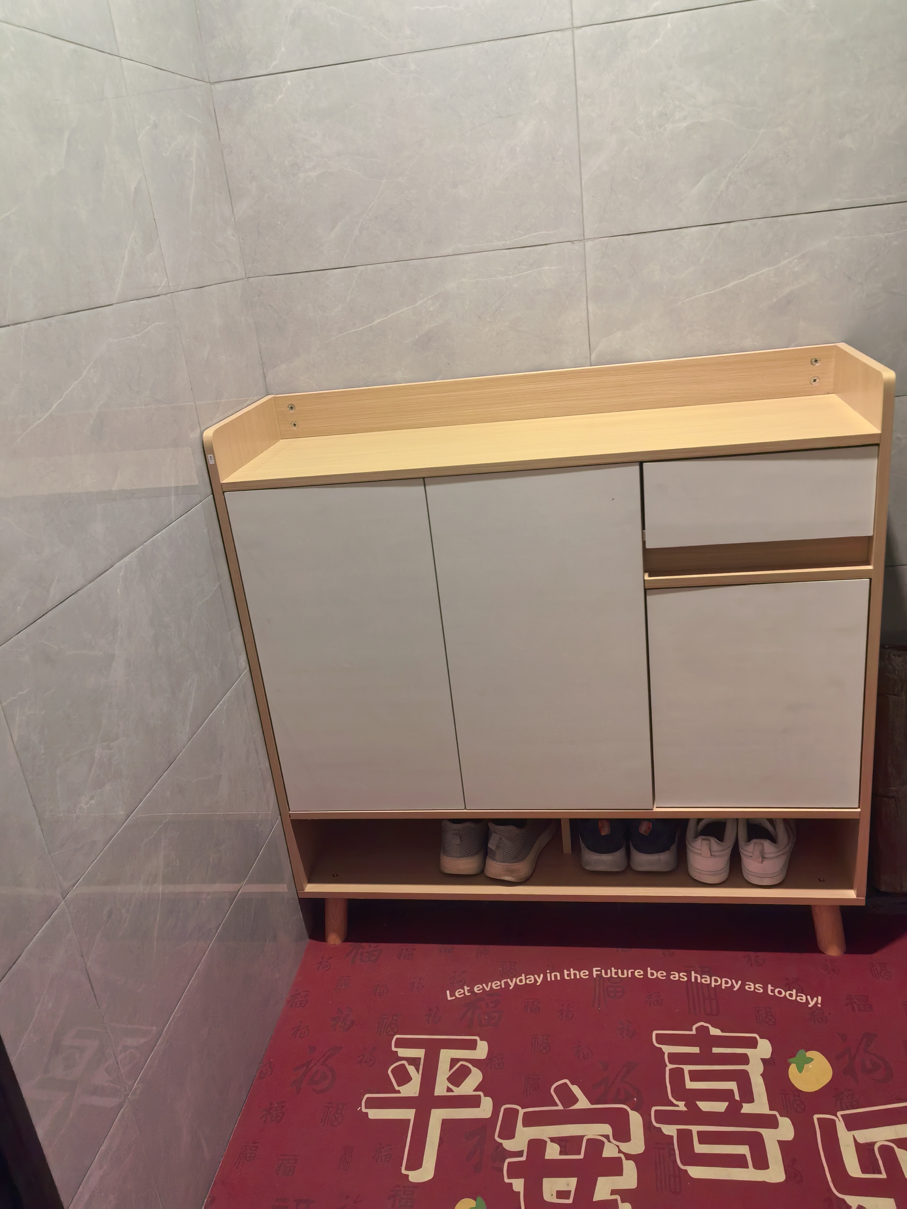 立太（LEADTEK）实木鞋柜门口入户柜鞋架家用门口多层家用鞋子收纳一体靠墙玄关柜 【人气热销-亏本回馈福利】100*32*100CM樱桃木色 实拍图