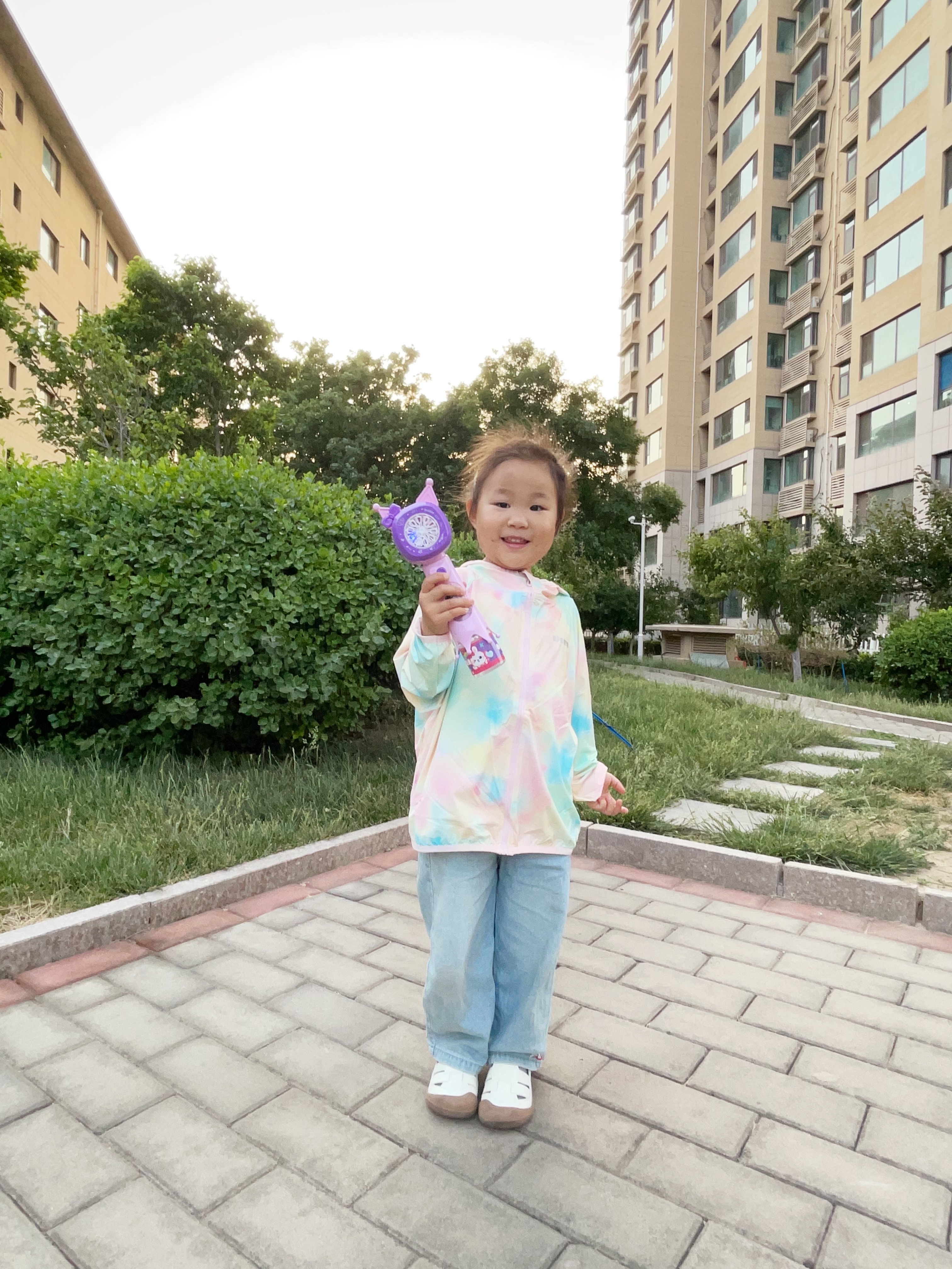 牧萌儿童防晒衣凉感透气防紫外线男女童夏季冰丝扎染防晒服 多彩粉 L 实拍图