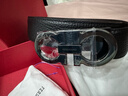 菲拉格慕（Ferragamo）腰带男士商务双面板扣皮带牛皮 3.5CM宽 圣诞礼物 送男友礼盒装 黑棕荔枝纹/枪色扣679710-689134 实拍图