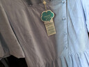 茵曼（INMAN）法式方领收腰纯棉显瘦2026年夏季新款女装连衣裙裙子 蓝色 XL 实拍图