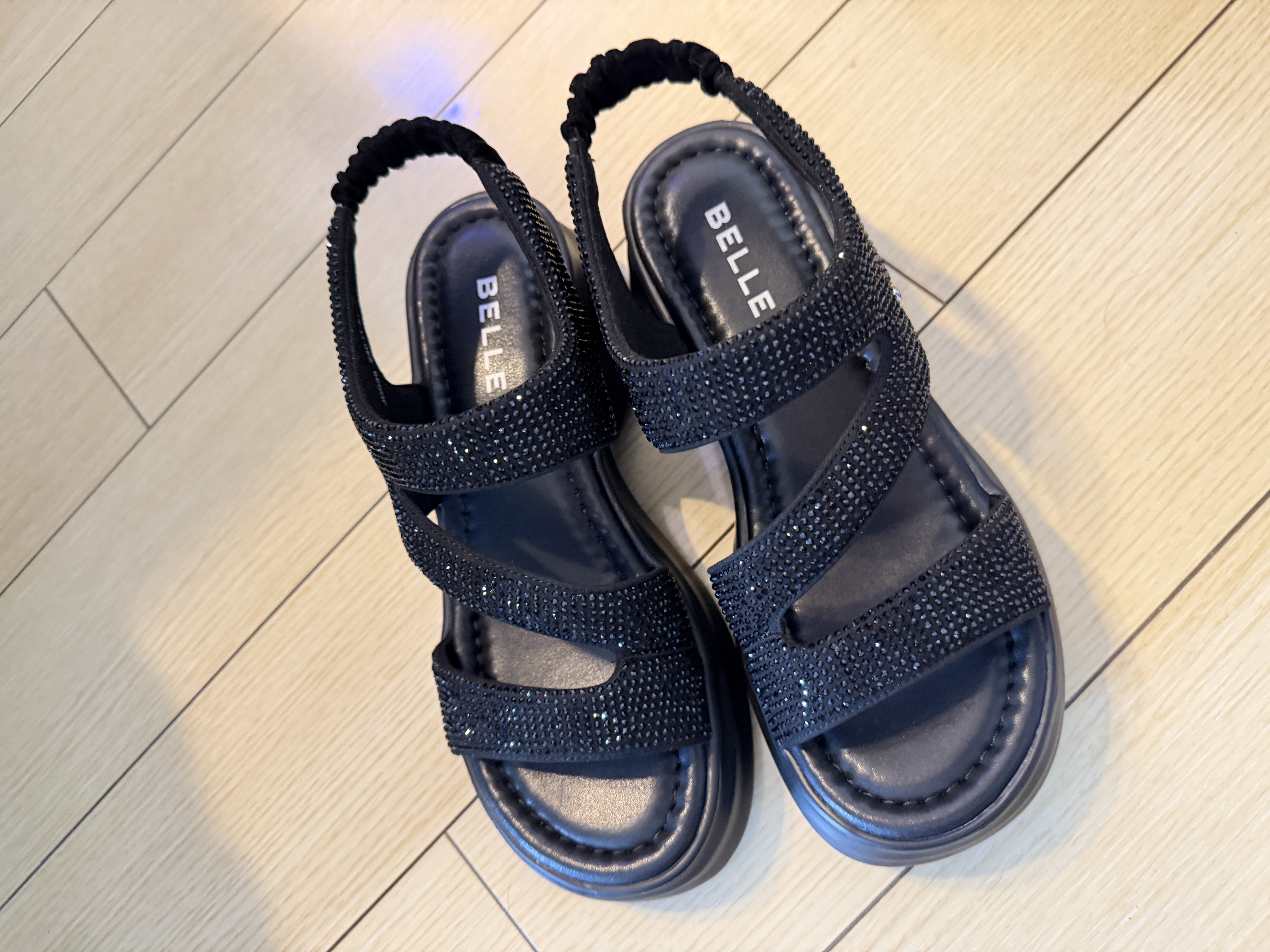 百丽银河闪钻凉鞋女26夏新厚底增高休闲凉鞋JD038BL6 黑色 38 实拍图