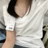 森马（Semir）短袖t恤女凉感抗菌正肩修身2026夏显瘦V领白色打底衫109326100002 实拍图