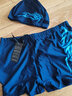 柯帛（KEBO）游泳裤泳帽套装 温泉 男士游泳衣平角大码速干二件套游泳装 蓝色 XXXL 实拍图