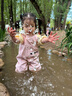 羚特水裤赶海连体裤涉水服儿童玩水下水裤防水雨靴一体-普通粉-24码 实拍图