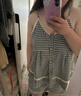 古今（GUJIN）【带胸垫】夏季泡泡纱吊带可外穿睡衣女睡裤甜美女装家居服套装XL 实拍图