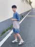 酷萌晨晨儿童装男童套装夏季新款中大童3-15岁休闲运动两件套男孩衣服帅气 灰色 150 cm（建议身高140cm左右） 实拍图
