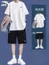 安踏（ANTA）速干运动套装男2026夏季新款男士短袖t恤短裤青少年男装跑步衣服 纯净白套装（冰丝速干-斜插口袋） L/175(120-140斤） 实拍图
