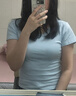 夏季ins正肩修身短款T恤甜妹辣妹休闲时尚显瘦纯欲韩版百搭上衣 浅蓝色 L 建议：110斤-120斤 实拍图