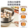 美的（Midea）电炒锅 电火锅 电蒸锅 电煮锅 家用多用途炒菜专用锅 4L一体电热锅不粘锅 HGE2811B 配蒸笼木铲 实拍图