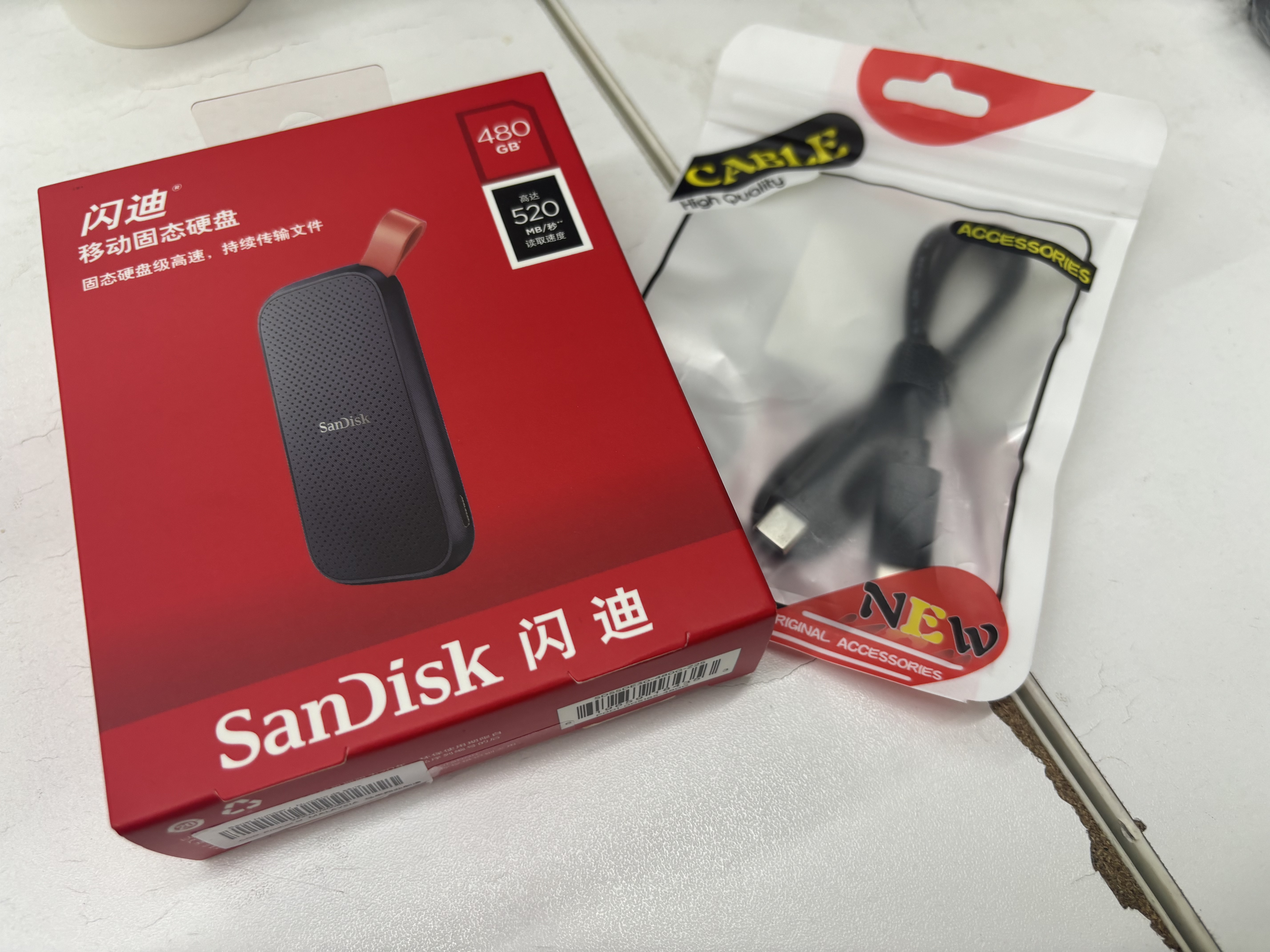 Sandisk闪迪 移动固态硬盘E30小巧便携Type-C接口高速SSD存储USB3.2Gen2 E30-480G黑色标准版 实拍图