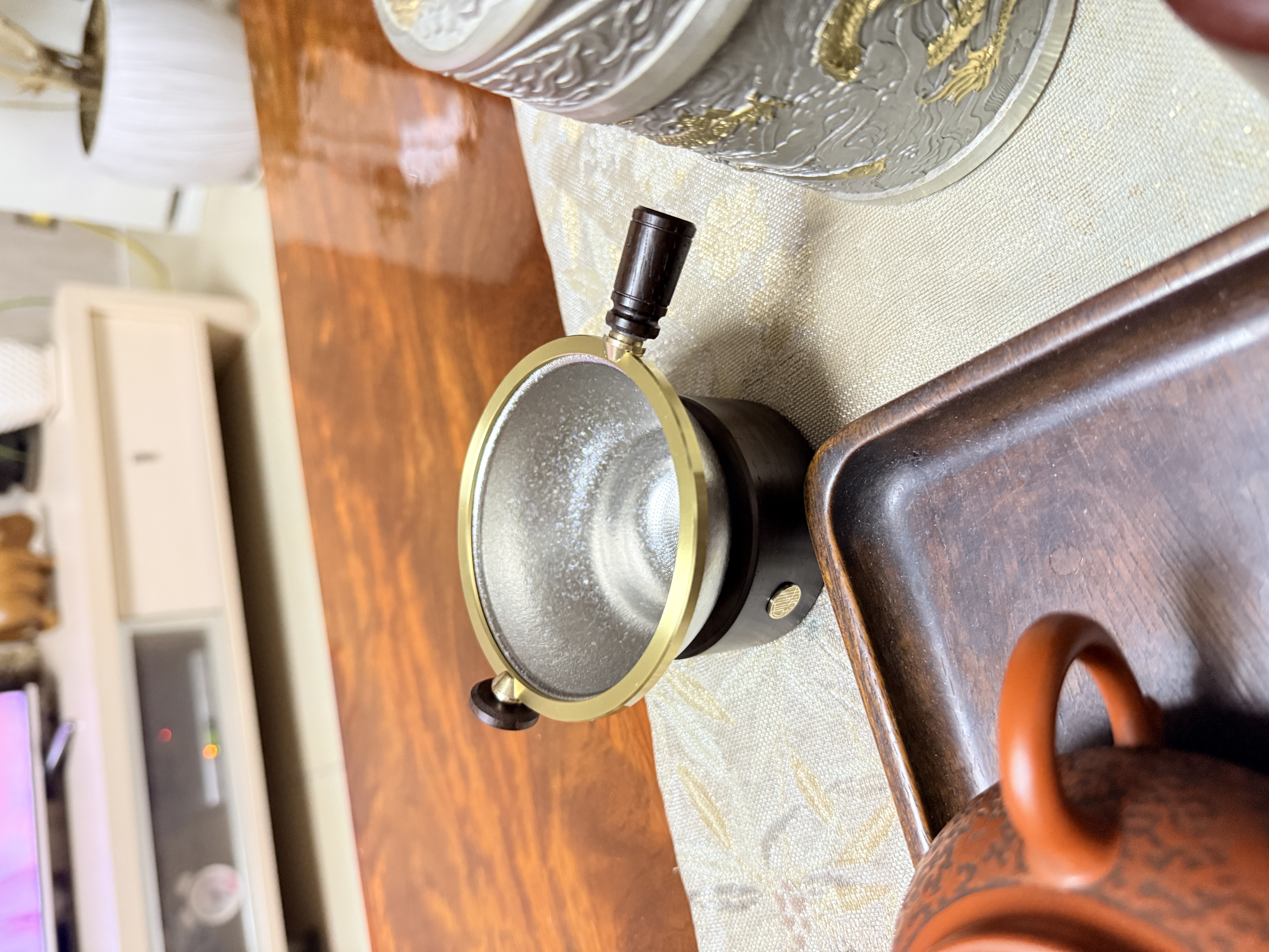 不拙高档纯钛茶滤泡茶漏斗茶叶过滤器茶水分离茶具配件黑檀木茶漏组 实拍图