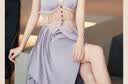 猫人女士睡衣女性感蕾丝极度诱惑美背睡裙吊带冰丝带胸垫家居服紫色 L 实拍图